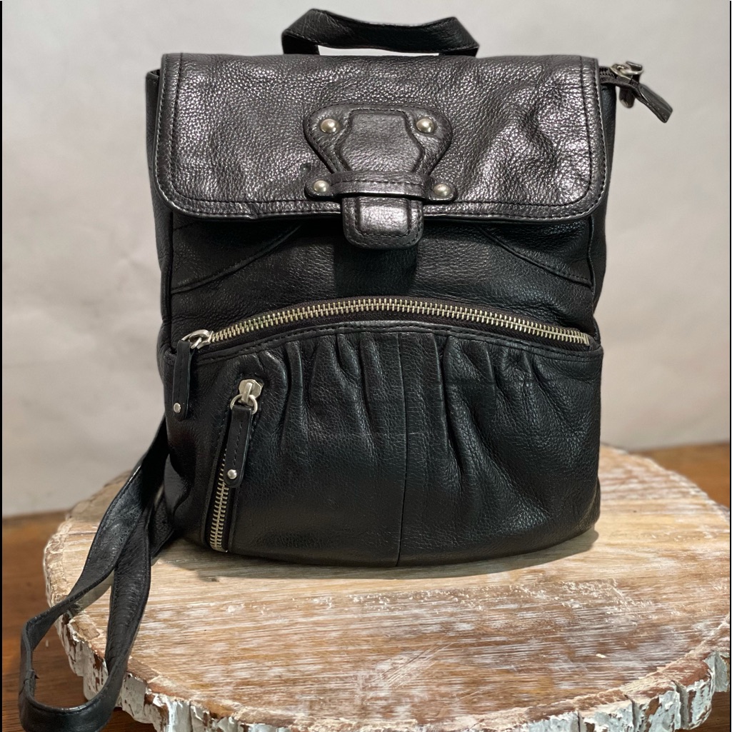 Vintage Pelle Studio Black Leather Backpack Handbag